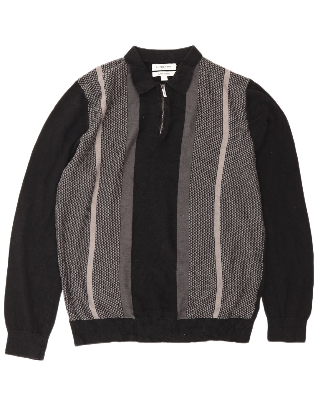 Marks & Spencer Pull à col polo autographe pour homme, grand noir