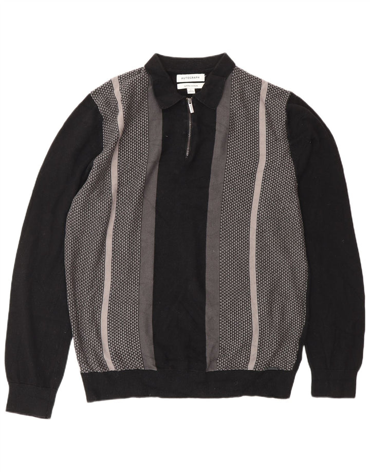 Marks & Spencer Pull à col polo autographe pour homme, grand noir