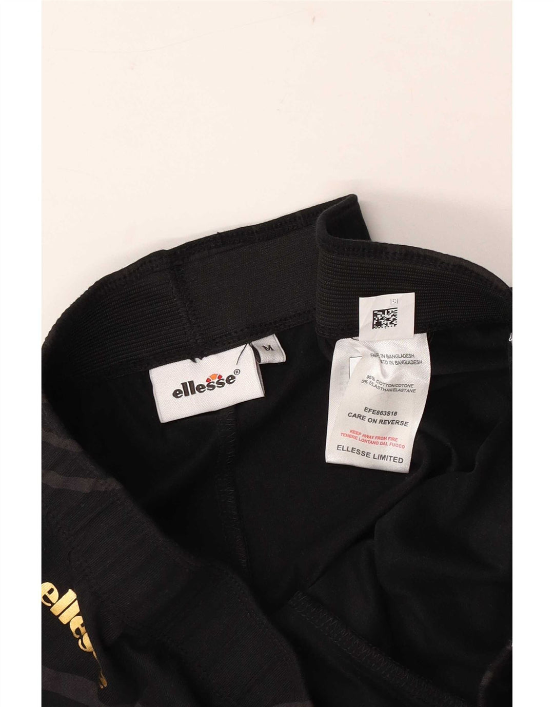 Ellesse Leggings Capri Femme UK 42 Coton Géométrique Noir Moyen