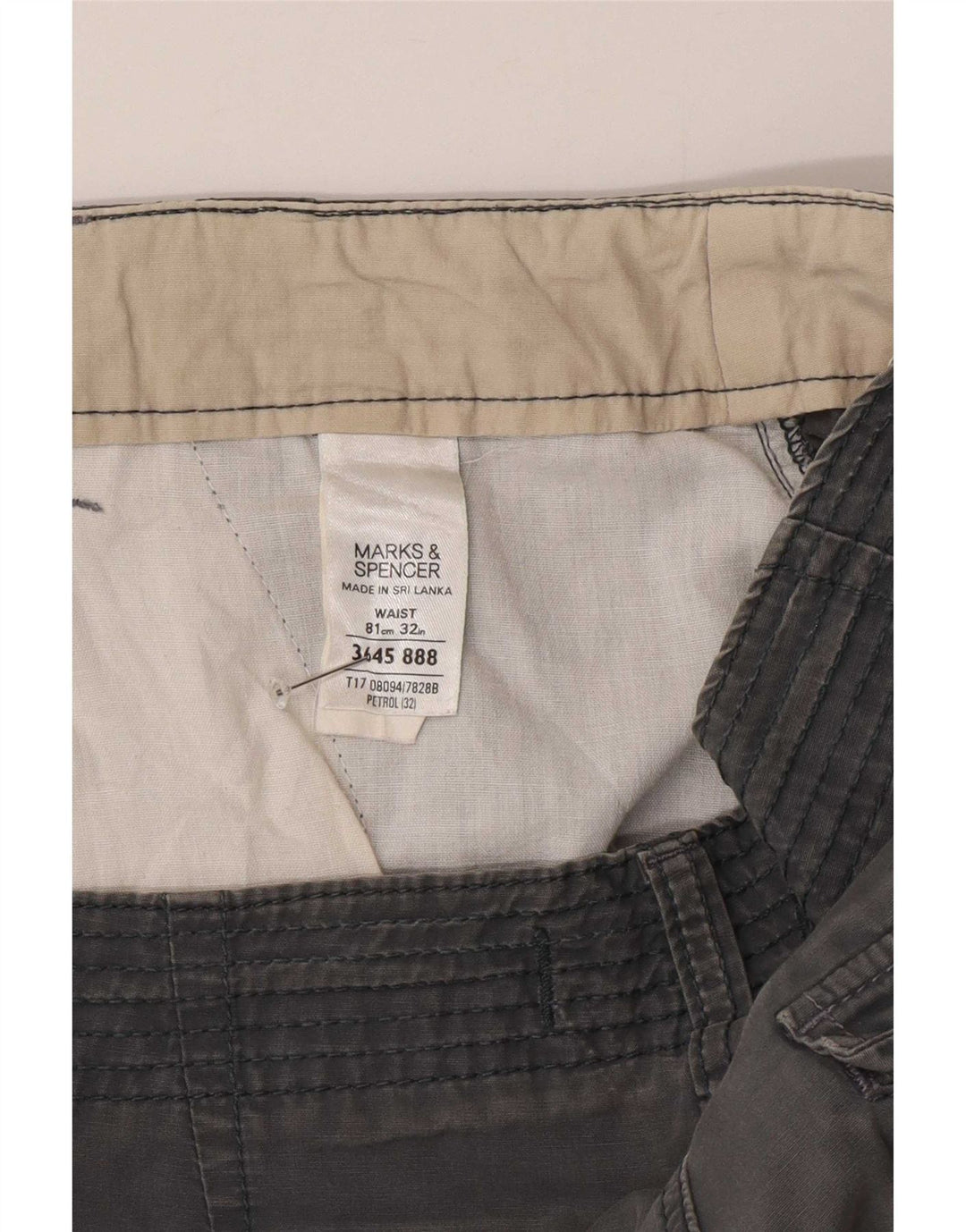 Marks & Spencer Short Cargo Homme W32 Coton Gris Moyen
