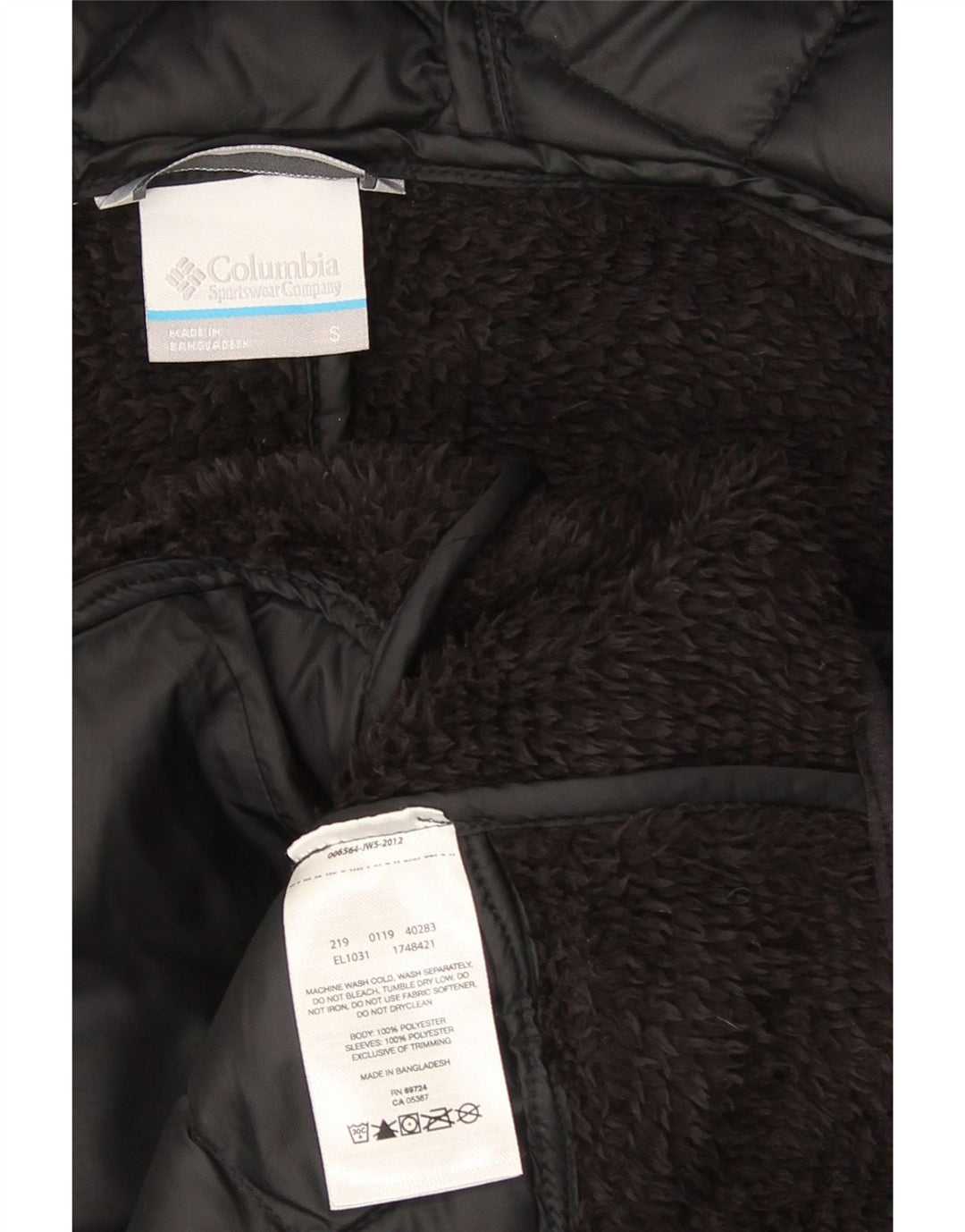 Columbia Veste polaire matelassée à capuche pour femme UK 10 Small Noir Polyester
