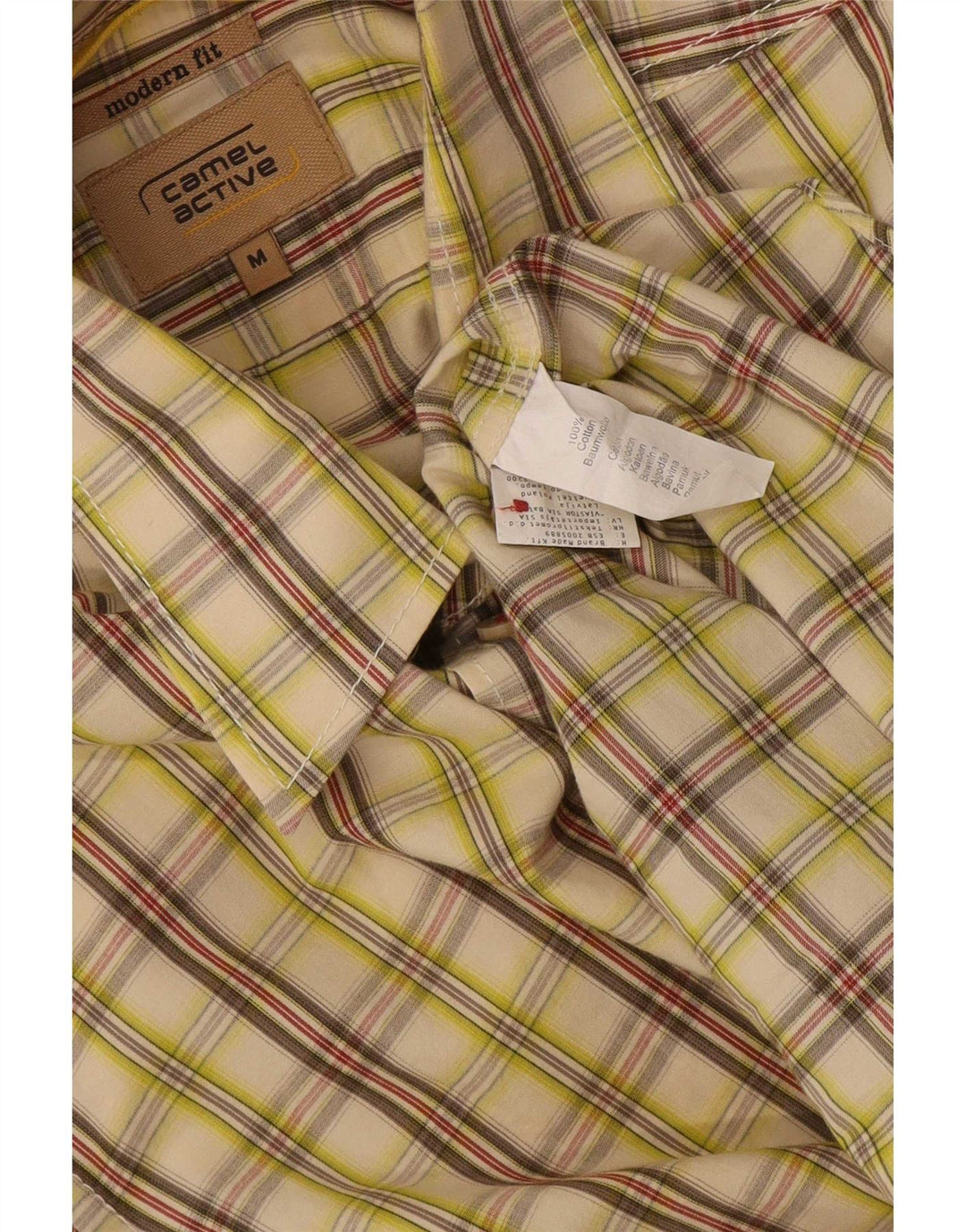 Camel Active Chemise à Manches Courtes Coupe Moderne Homme Coton à Carreaux Beige Moyen
