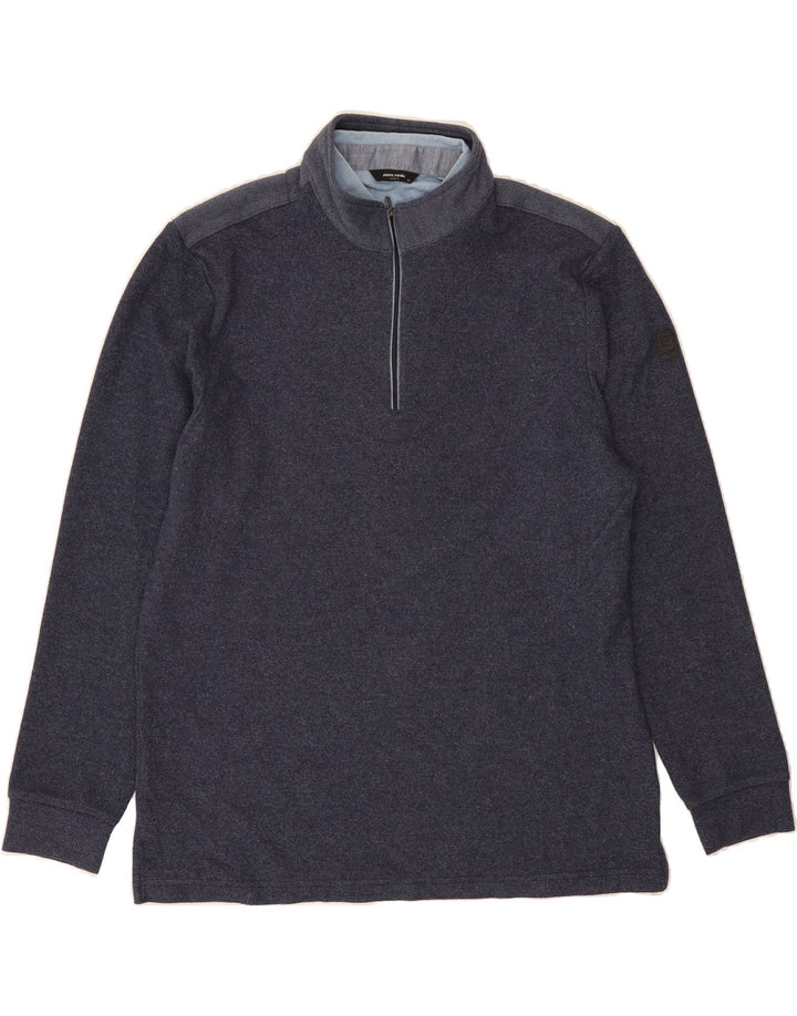 PIERRE CARDIN Mens Zip Neck Sweatshirt Jumper Large Navy Blue Vintage Pierre Cardin and Second-Hand Pierre Cardin from Messina Hembry 