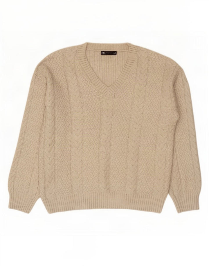 Marks & Spencer Pull col en V pour femme UK 14 Medium Off White