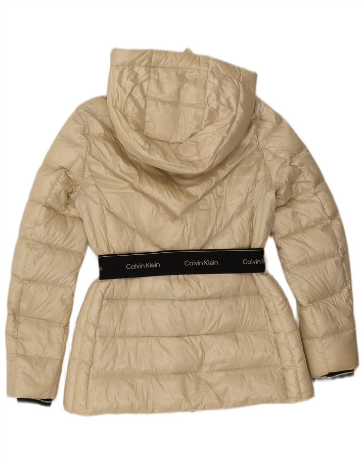 Calvin Klein Veste matelassée graphique pour femme UK 10 Small Off White Colourblock