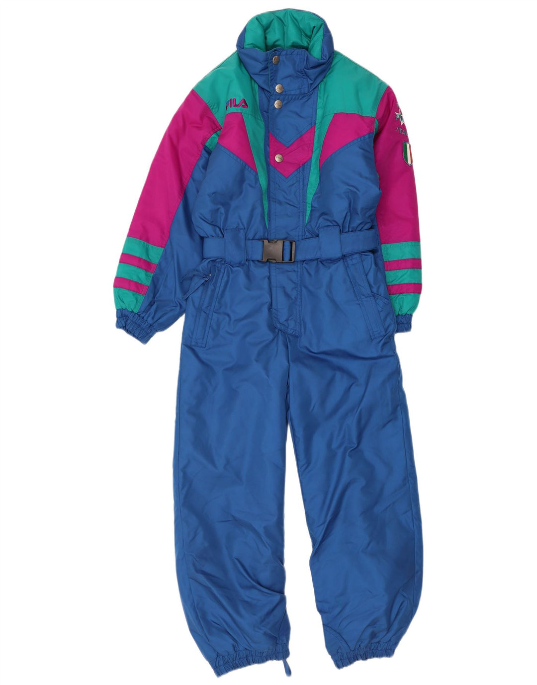 Fila Combinaison de ski garçon 9-10 ans Bleu Colorblock Polyester