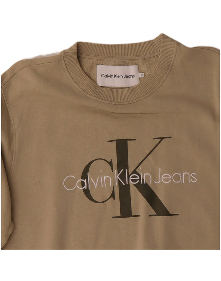 CALVIN KLEIN JEANS Pull Graphique Sweatshirt Homme Beige Moyen Coton