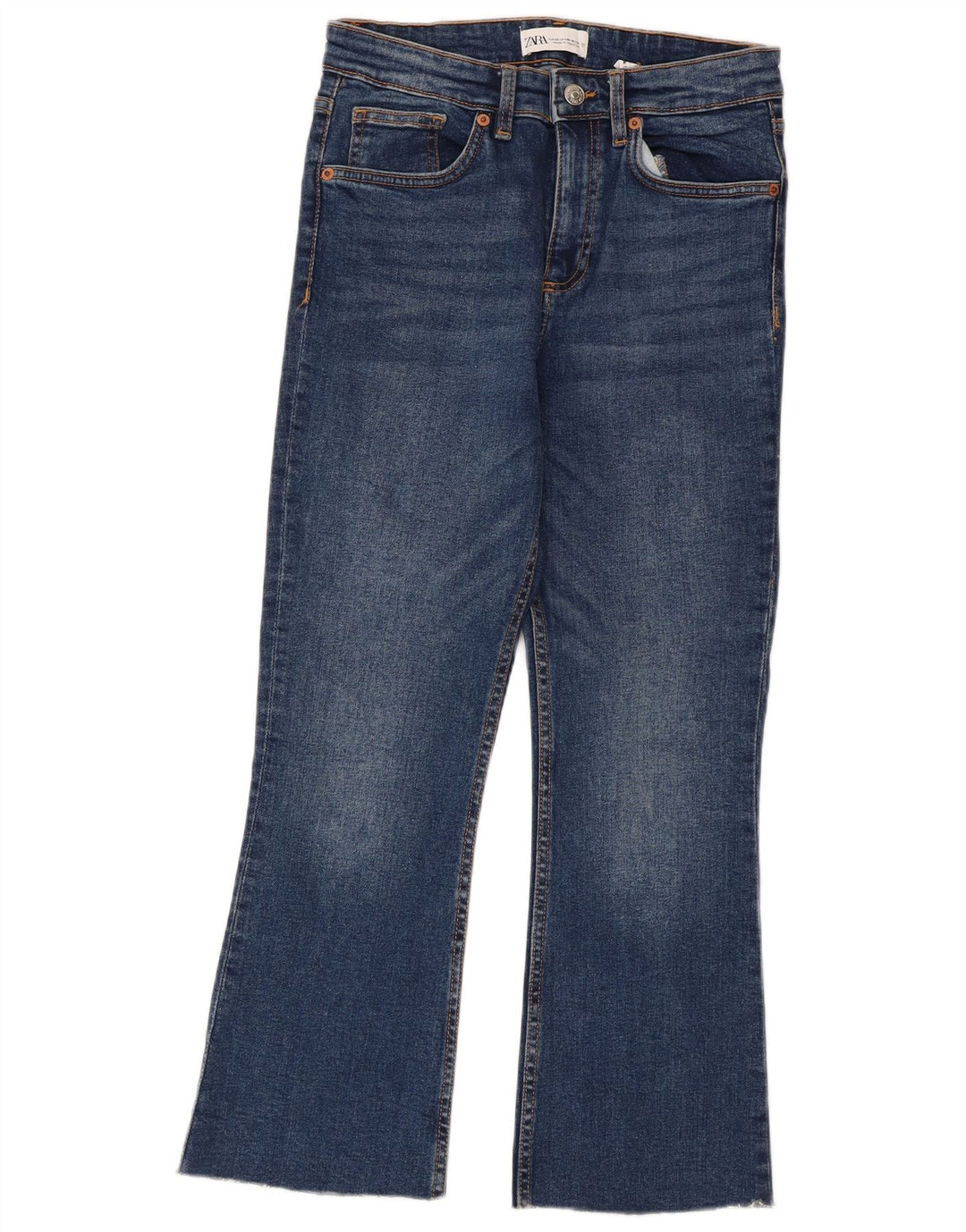 Zara Jean évasé court pour femme EU 38 Small W28 L24 Bleu Coton