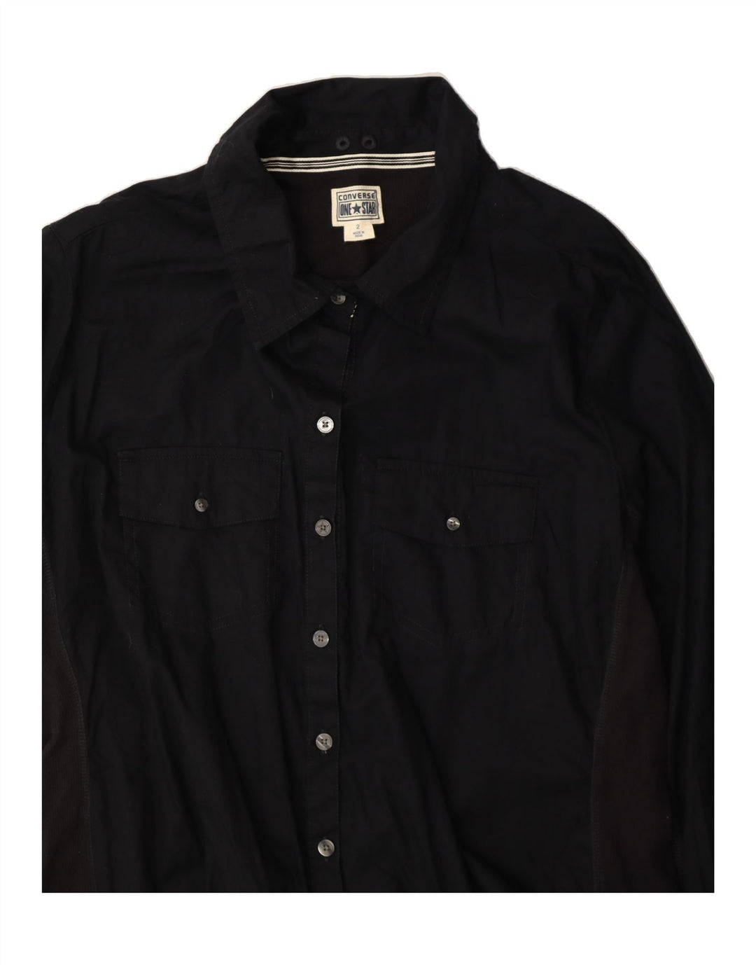 CONVERSE Womens Oversized Shirt US 2 XS Black Cotton Vintage Converse and Second-Hand Converse from Messina Hembry 