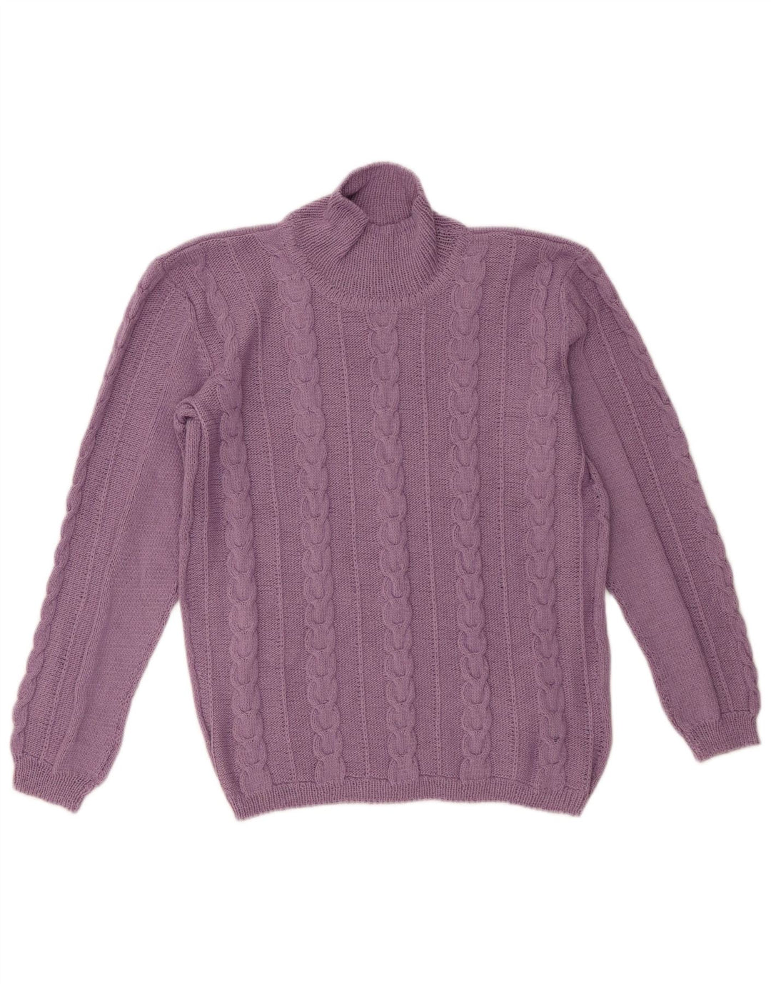 vintage Femmes Turtle Neck Jumper Pull UK 14 Moyen Violet