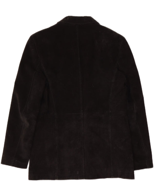 Esprit Veste blazer en daim à 3 boutons pour femme UK 14 Cuir noir moyen