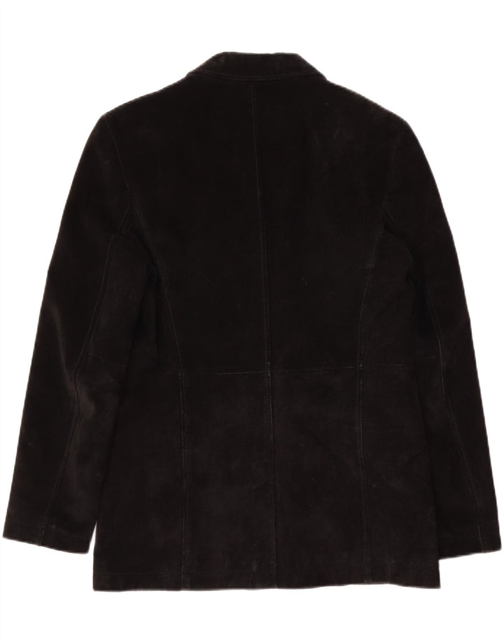 Esprit Veste blazer en daim à 3 boutons pour femme UK 14 Cuir noir moyen