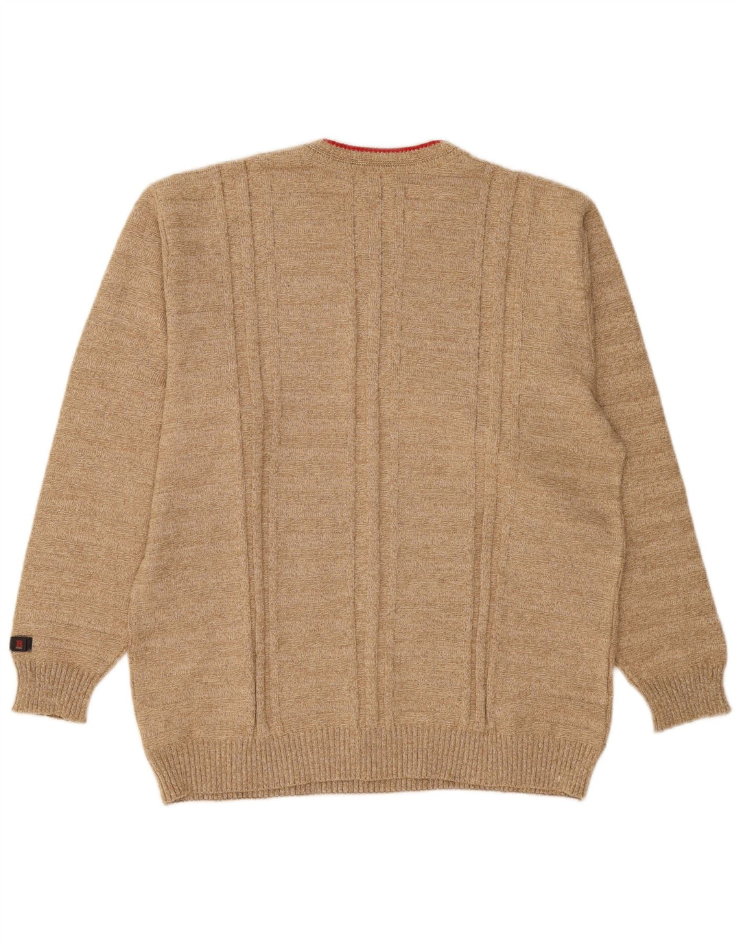 Bueckle Pull col rond homme IT 50 coton rayé beige moyen