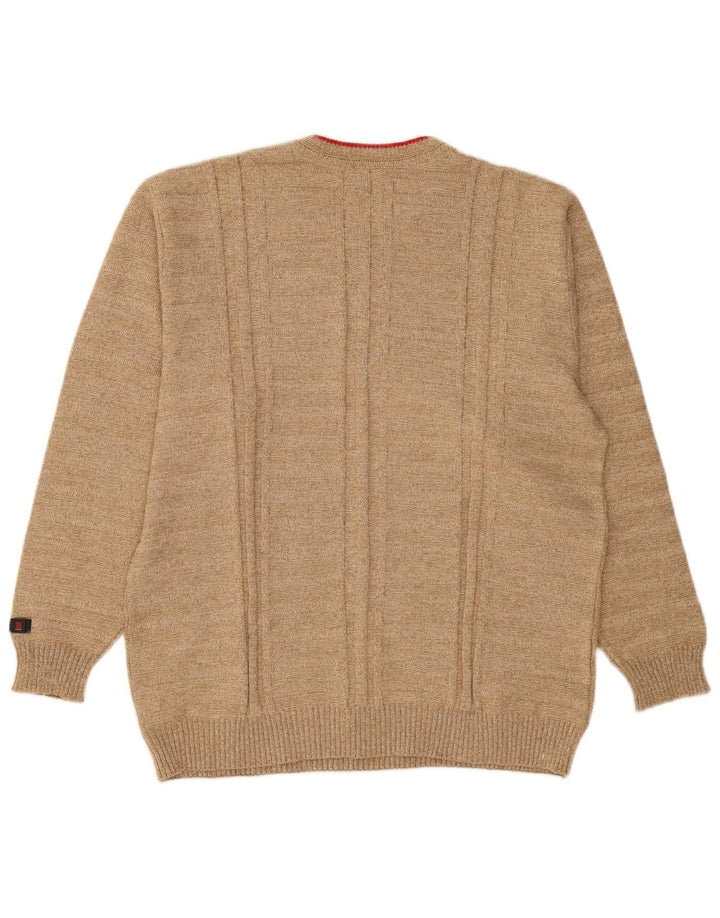 Bueckle Pull col rond homme IT 50 coton rayé beige moyen