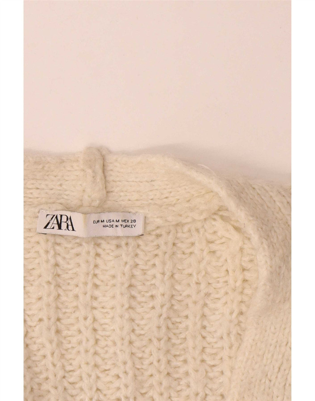 Zara Pull cardigan ouvert surdimensionné pour femme UK 14 Acrylique beige moyen
