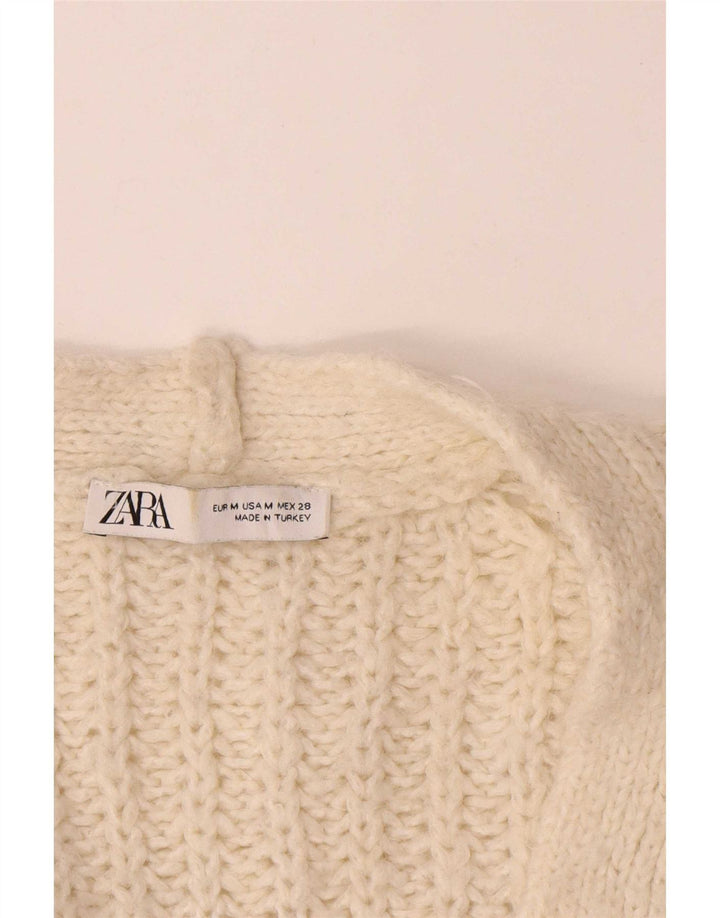 Zara Pull cardigan ouvert surdimensionné pour femme UK 14 Acrylique beige moyen