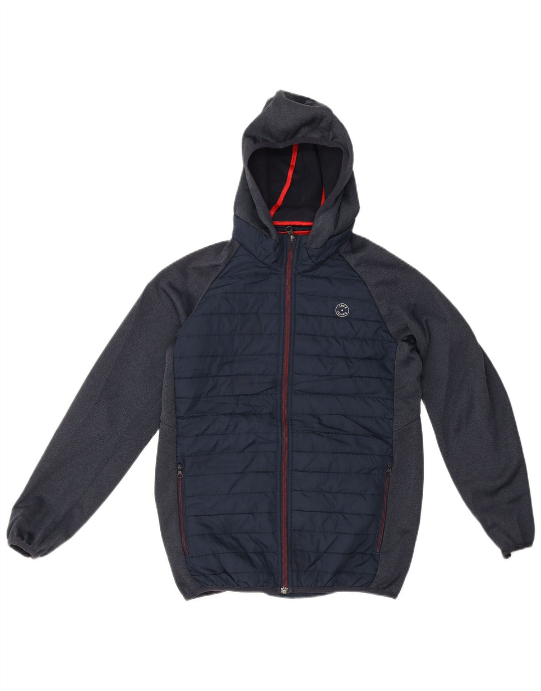 Jack & Jones Bomber à capuche garçon 9-10 ans bleu marine colour block