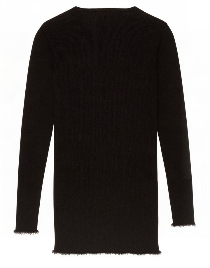 Zara Femme Top Manches Longues UK 12 Moyen Noir Moucheté