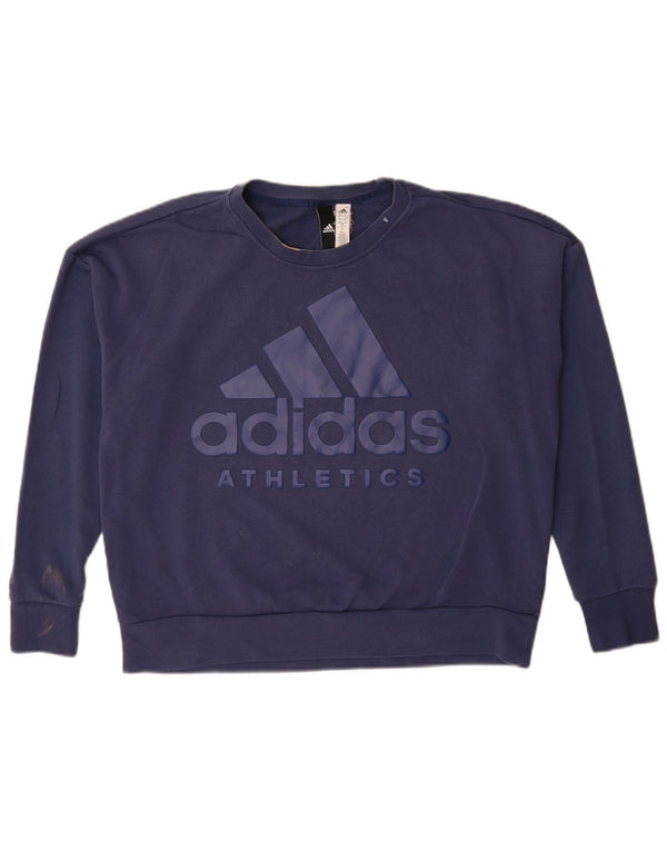 Adidas Sweat-shirt surdimensionné graphique pour femme UK 16/18 Large Bleu marine