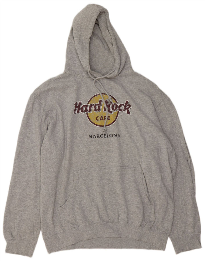 Hard Rock Cafe Pull à capuche graphique Barcelone pour homme 2XL Gris chiné en coton