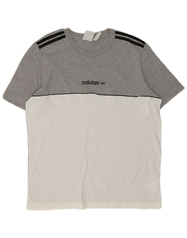 Adidas T-shirt graphique pour hommes en coton color block grand gris