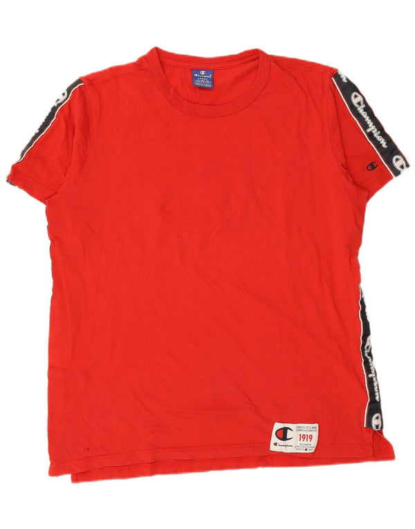 CHAMPION T-Shirt Graphique Homme Grand Rouge Colorblock Coton