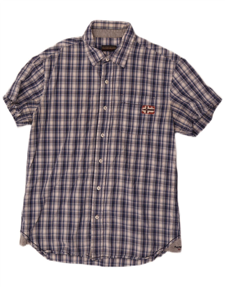 Napapijri Chemise à manches courtes homme bleu marine moyen à carreaux