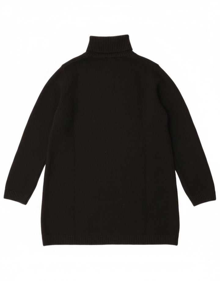 Zara Pull long à col roulé pour femme UK 14 Noir moyen Polyester