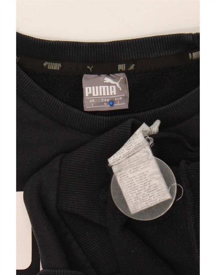 Puma Sweat-shirt graphique pour homme en coton noir Taille L