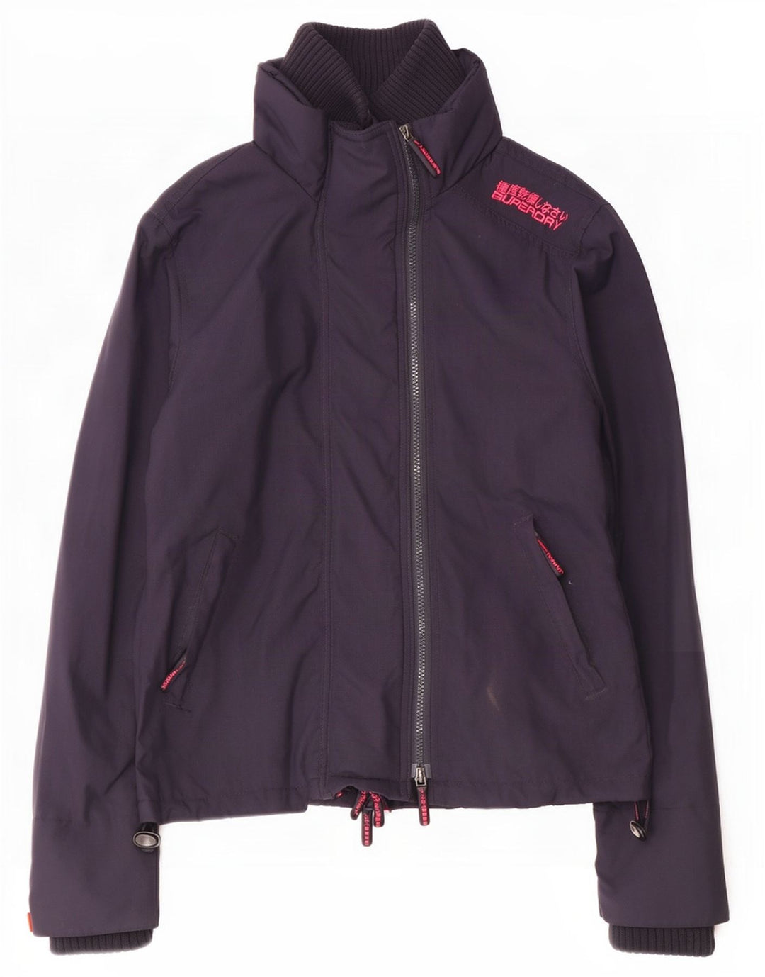 Superdry Veste de Pluie Femme UK 14 Medium Bleu Marine Nylon