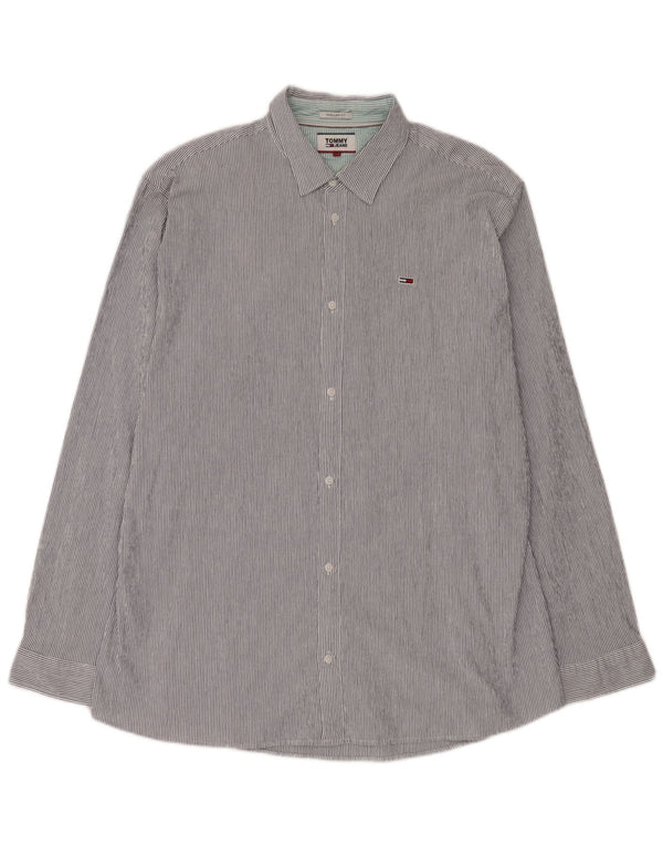 TOMMY HILFIGER Chemise coupe classique pour homme 2XL en coton à fines rayures bleues