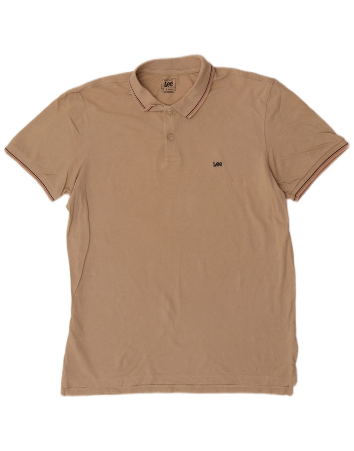 Lee Polo Homme Coupe Regular Grand Coton Rayé Beige