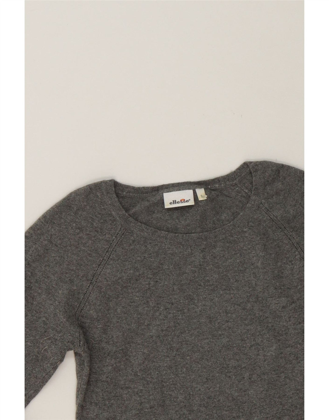 ELLESSE Womens Boat Neck Jumper Sweater UK 10 Small Grey Wool Vintage Ellesse and Second-Hand Ellesse from Messina Hembry 