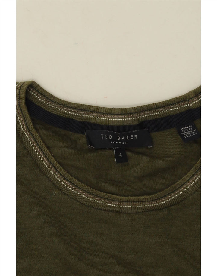 Ted Baker T-Shirt Homme Taille 4 Grand Kaki Coton