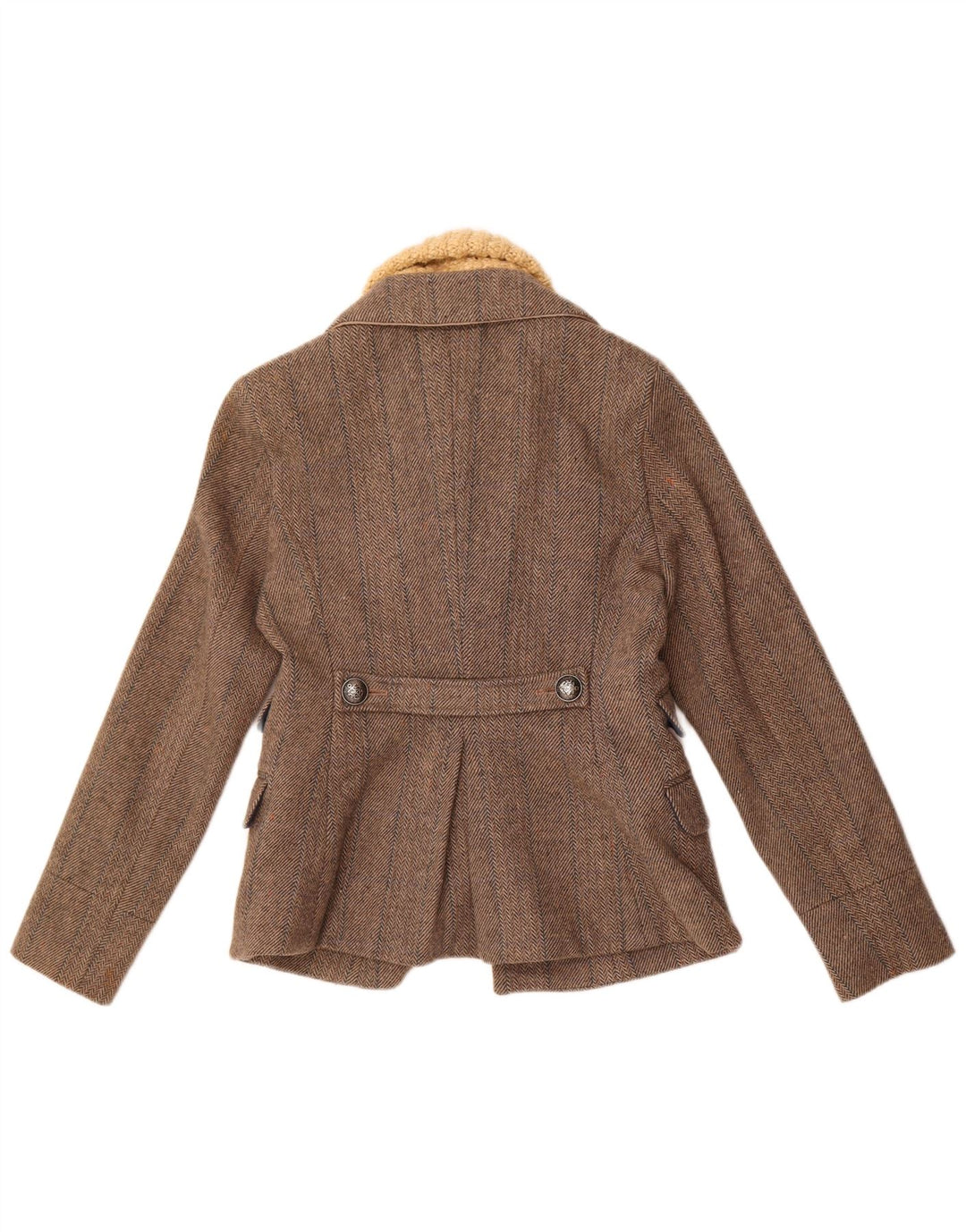 Superdry Veste Blazer 3 Boutons Femme UK 14 Grande Laine à Chevrons Gris