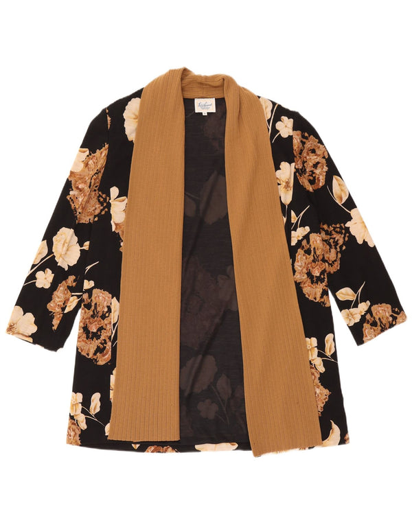 Luisa Spagnoli Cardigan long pour femme UK 14 Medium Noir Floral