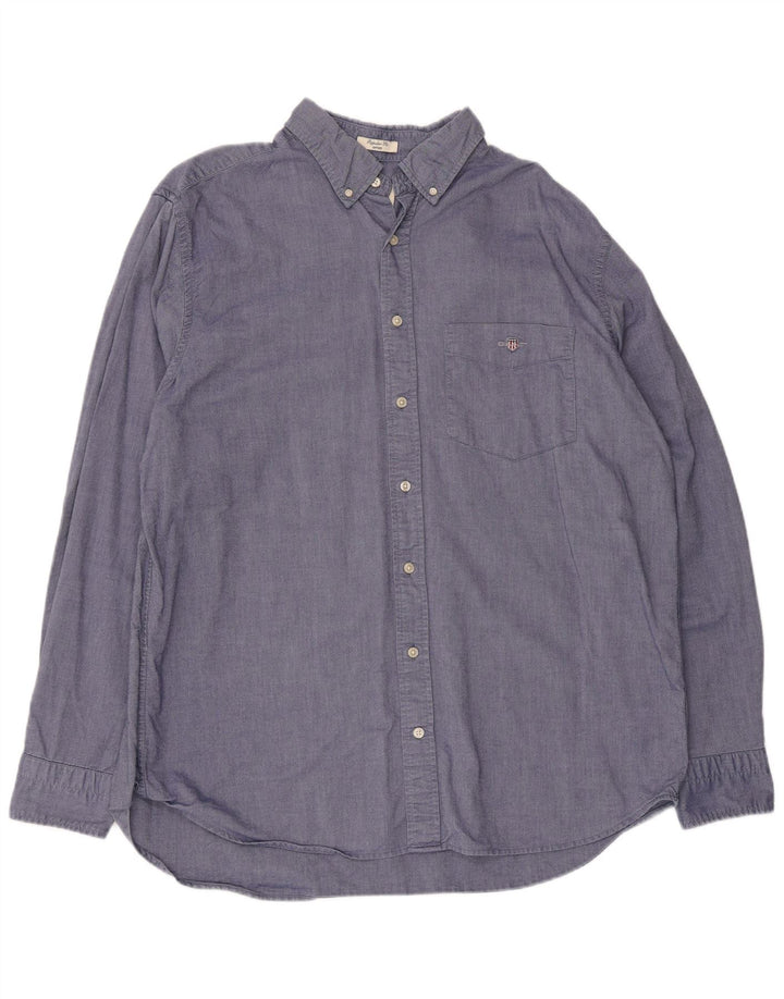 Gant Chemise Regular Fit Homme Taille 45/46 2XL Bleu Coton