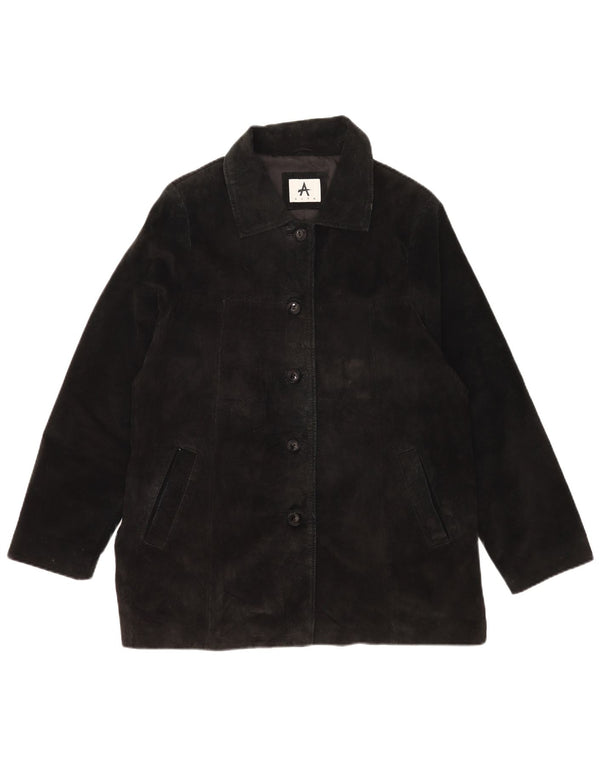 veste en daim femme vintage UK 18 XL cuir noir