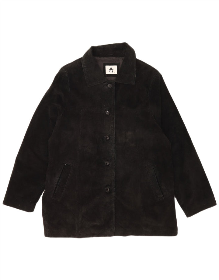 veste en daim femme vintage UK 18 XL cuir noir