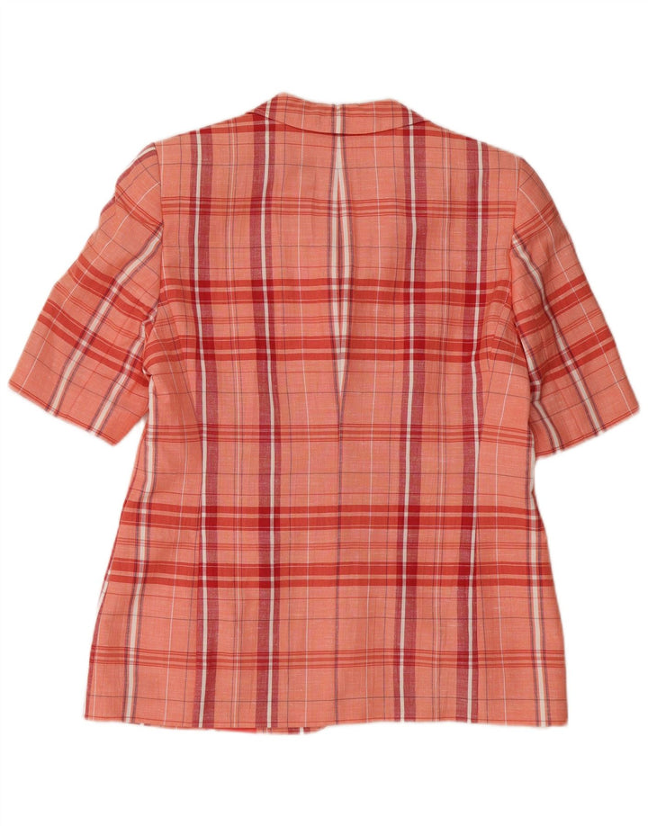 BASLER Veste blazer à 3 boutons à manches courtes pour femme UK 12 Rose moyen à carreaux