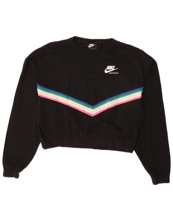 NIKE Sweat-shirt graphique surdimensionné pour femme UK 10 Petit Noir