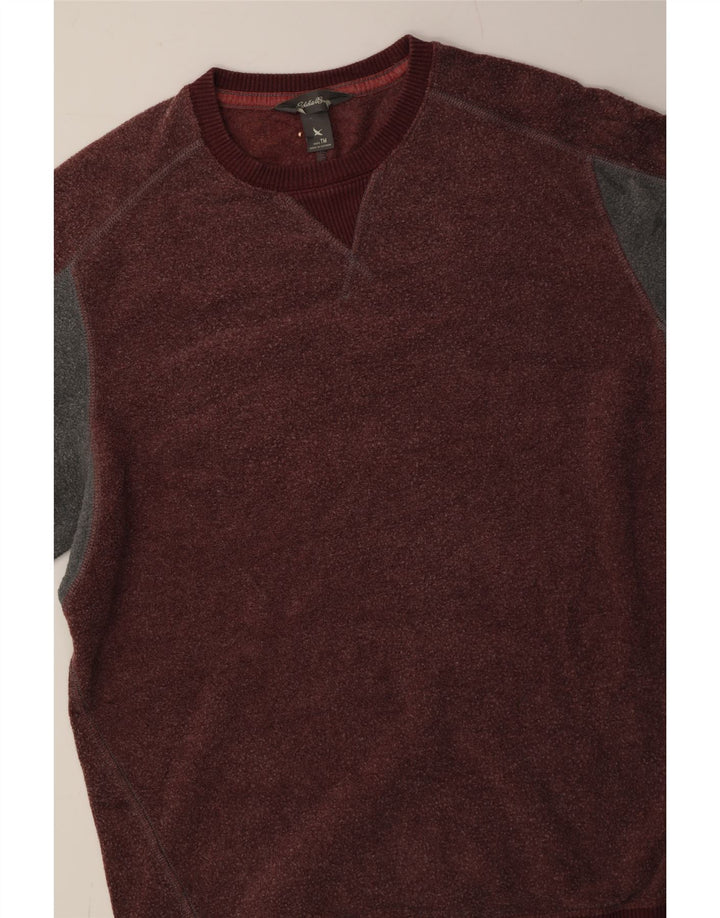 EDDIE BAUER Mens Sweatshirt Jumper Medium Red Colourblock Polyester Vintage Eddie Bauer and Second-Hand Eddie Bauer from Messina Hembry 