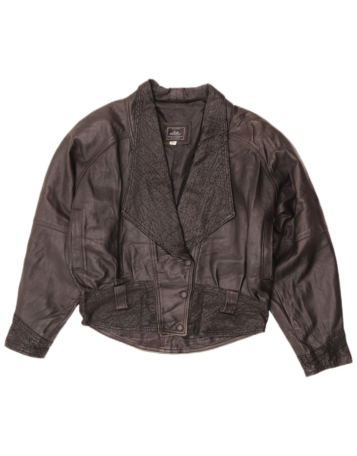Lee Veste en cuir surdimensionnée pour femme UK 10 Petit cuir noir