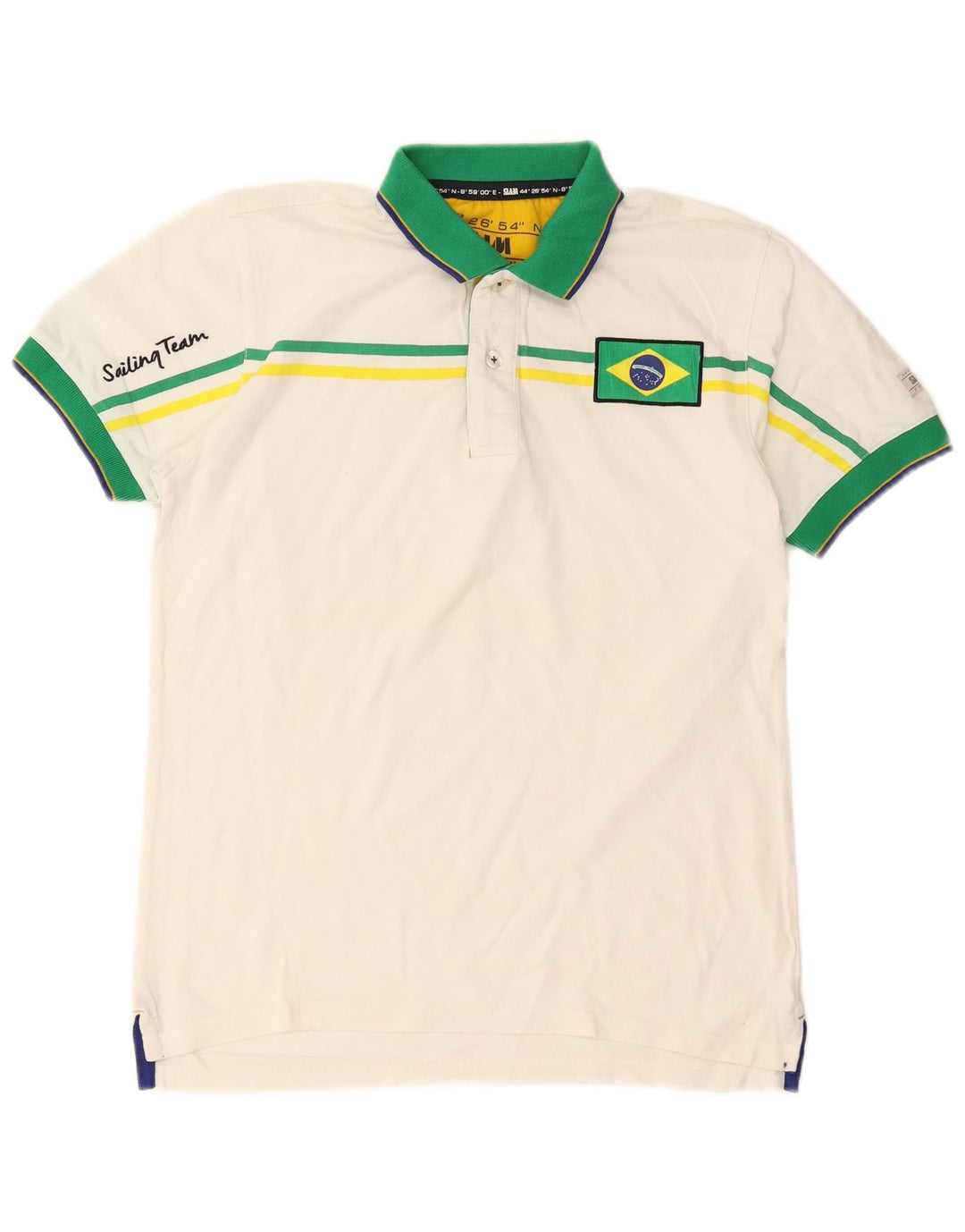 Slam Polo Graphique Homme Petit Blanc Colorblock Coton