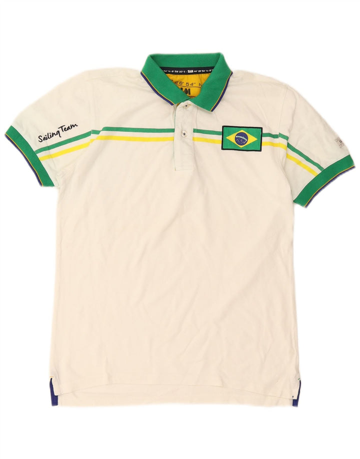 Slam Polo Graphique Homme Petit Blanc Colorblock Coton