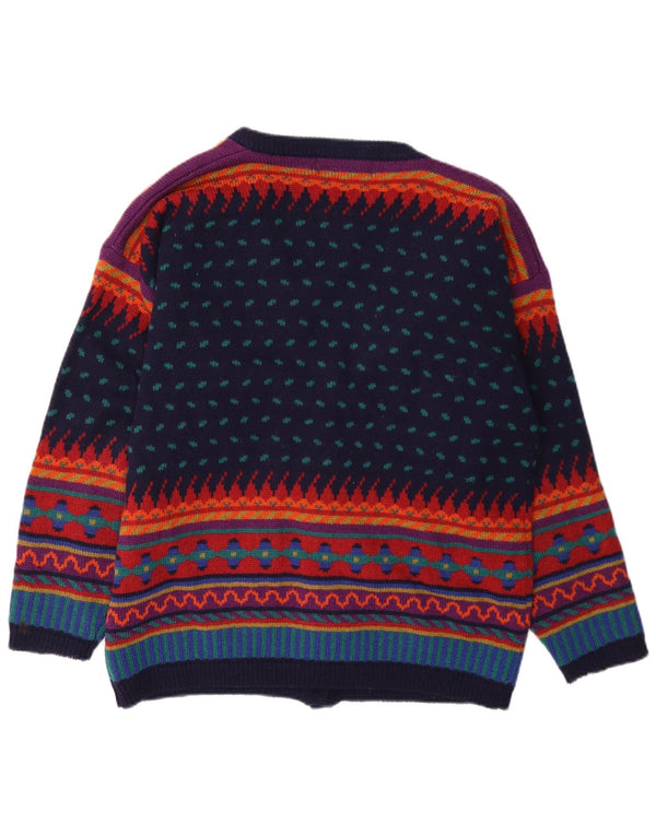 Tulchan Womens Cardigan Sweater UK 14 Moyenne Laine Géométrique Multicolore