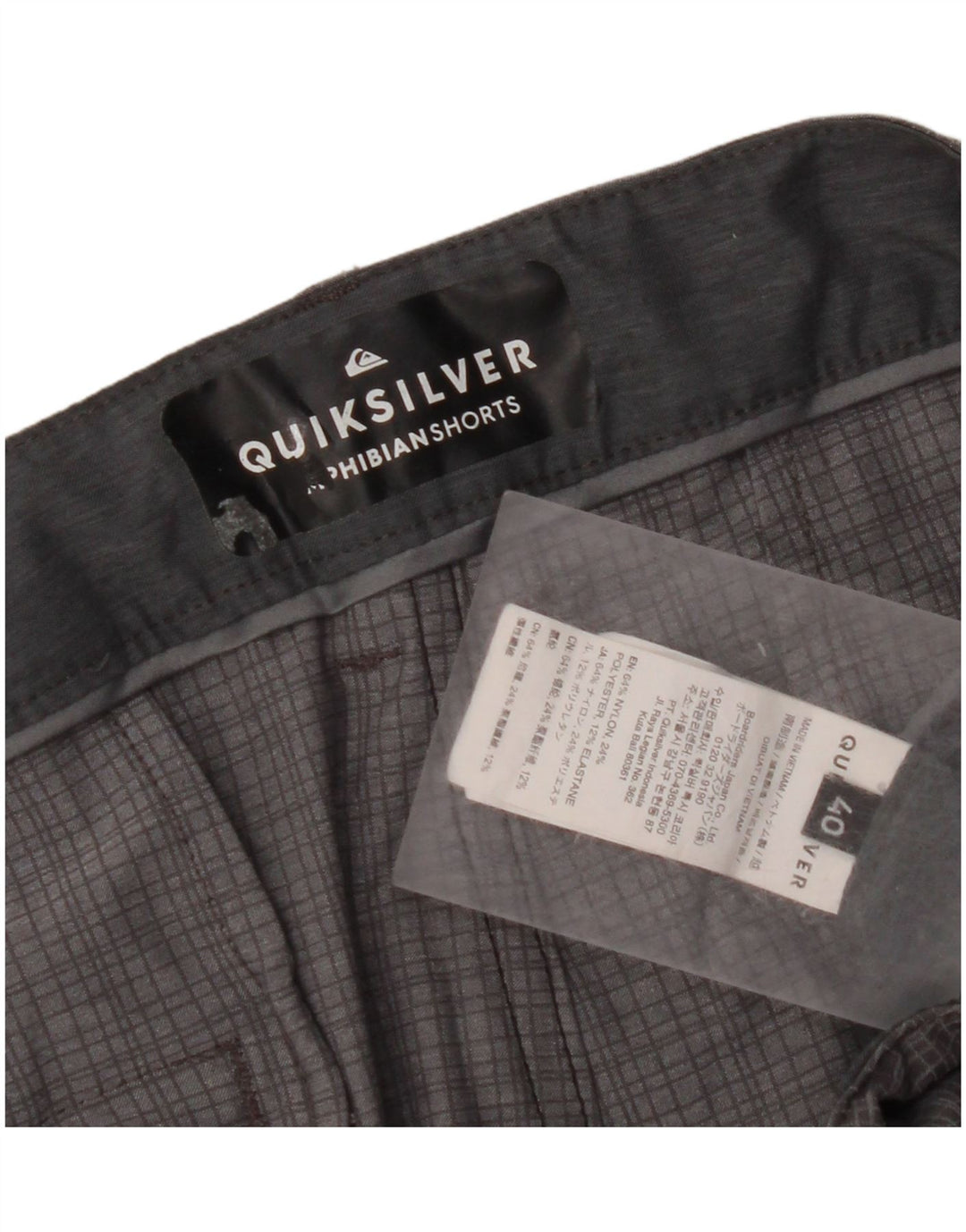 QUIKSILVER Short Chino Homme W40 XL Gris Carreaux Polyamide