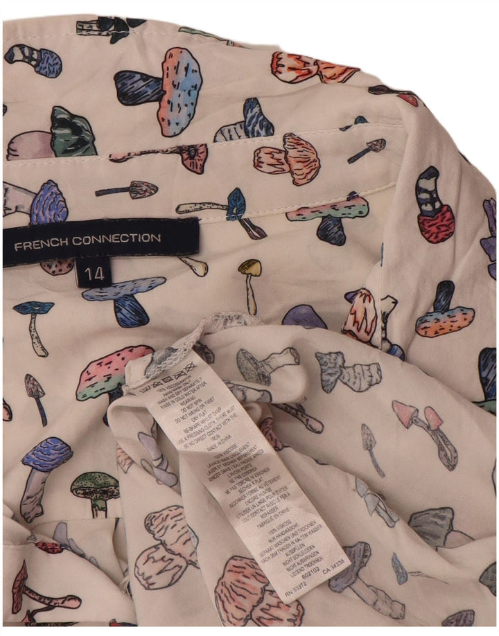French Connection Chemisier à motif abstrait pour femme UK 14 Large Blanc
