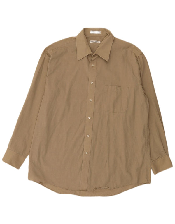 Pierre Cardin Chemise Homme Taille 16 1/2 Grand Polyester Marron