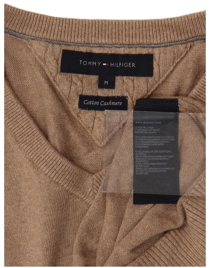 TOMMY HILFIGER Pull Col V Homme Beige Moyen Coton
